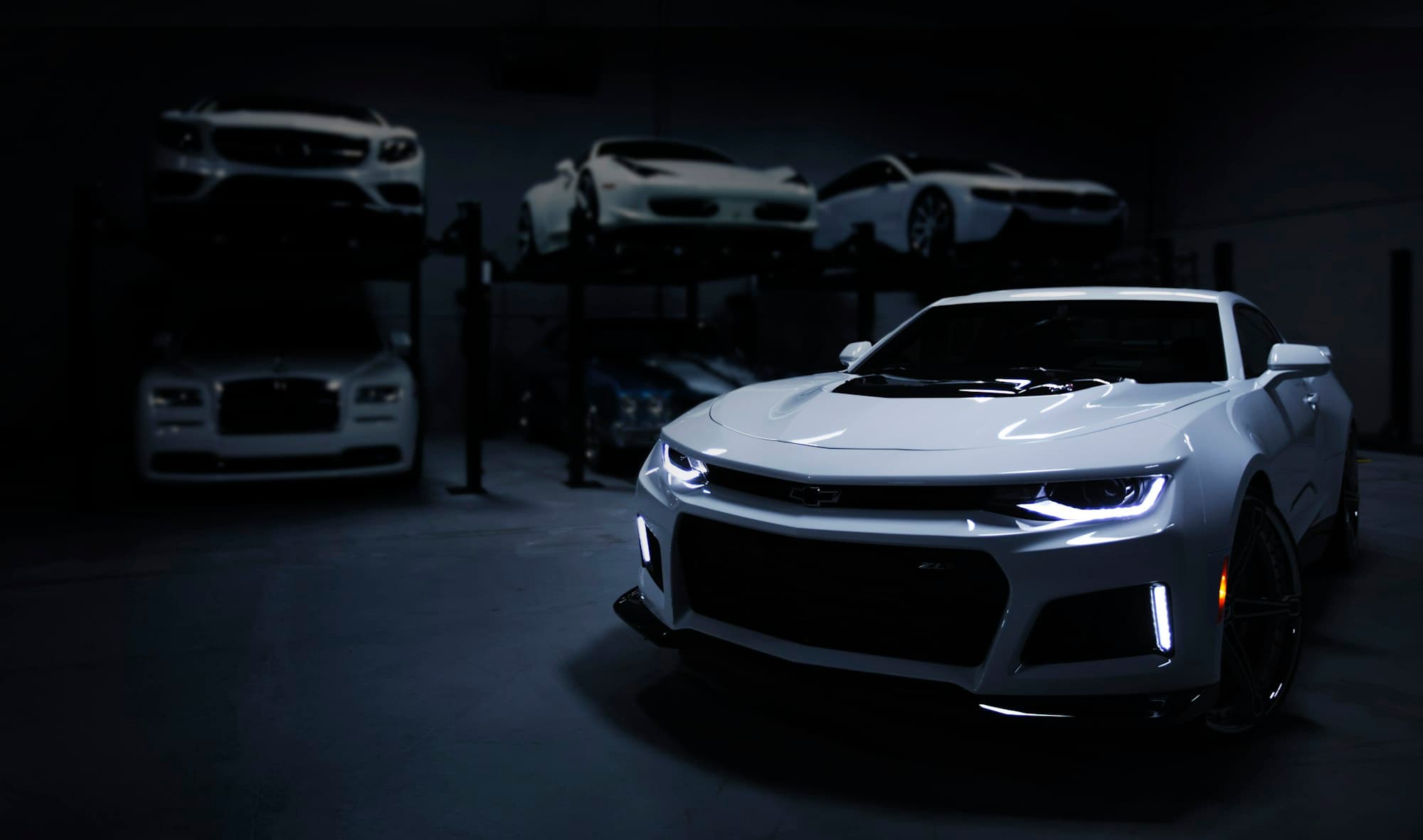 Night driving with bright headlights