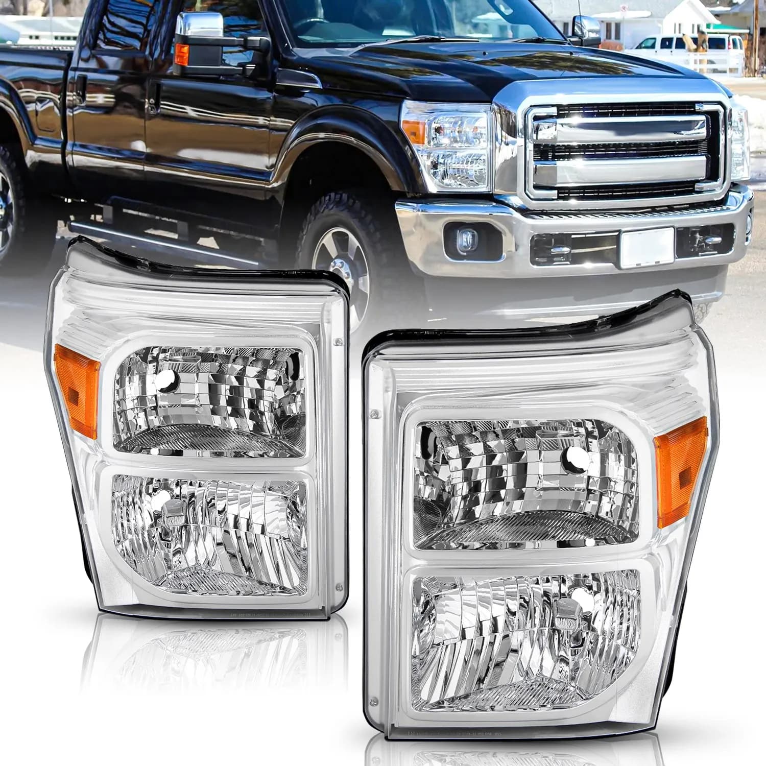 2011–2016 Ford F-250, F-350, F-450 & F-550 Super Duty Halogen Headlights Pair