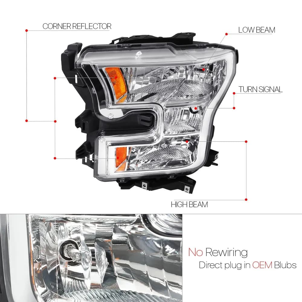 2015–2017 Ford F-150 Halogen Headlights Pair