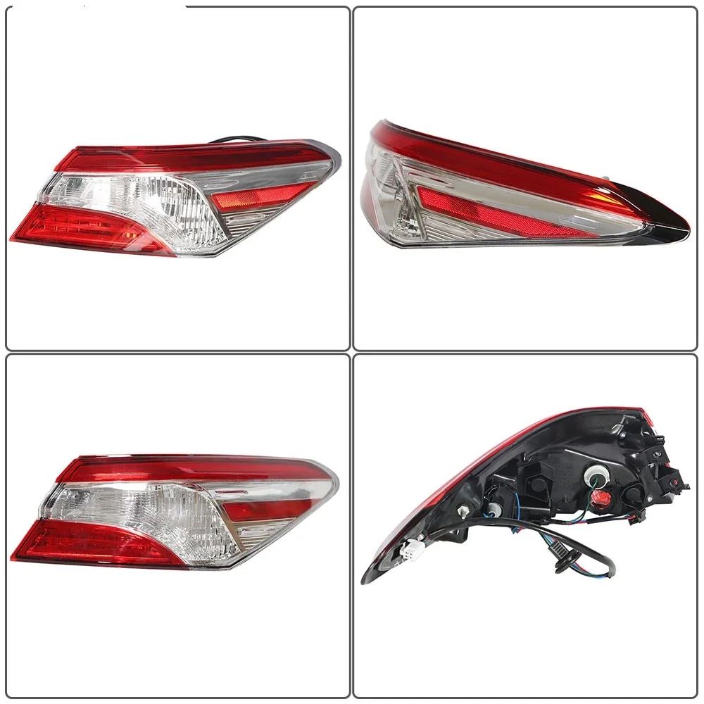 2018–2020 Toyota Camry Outer Tail Lights Pair — Red/Clear
