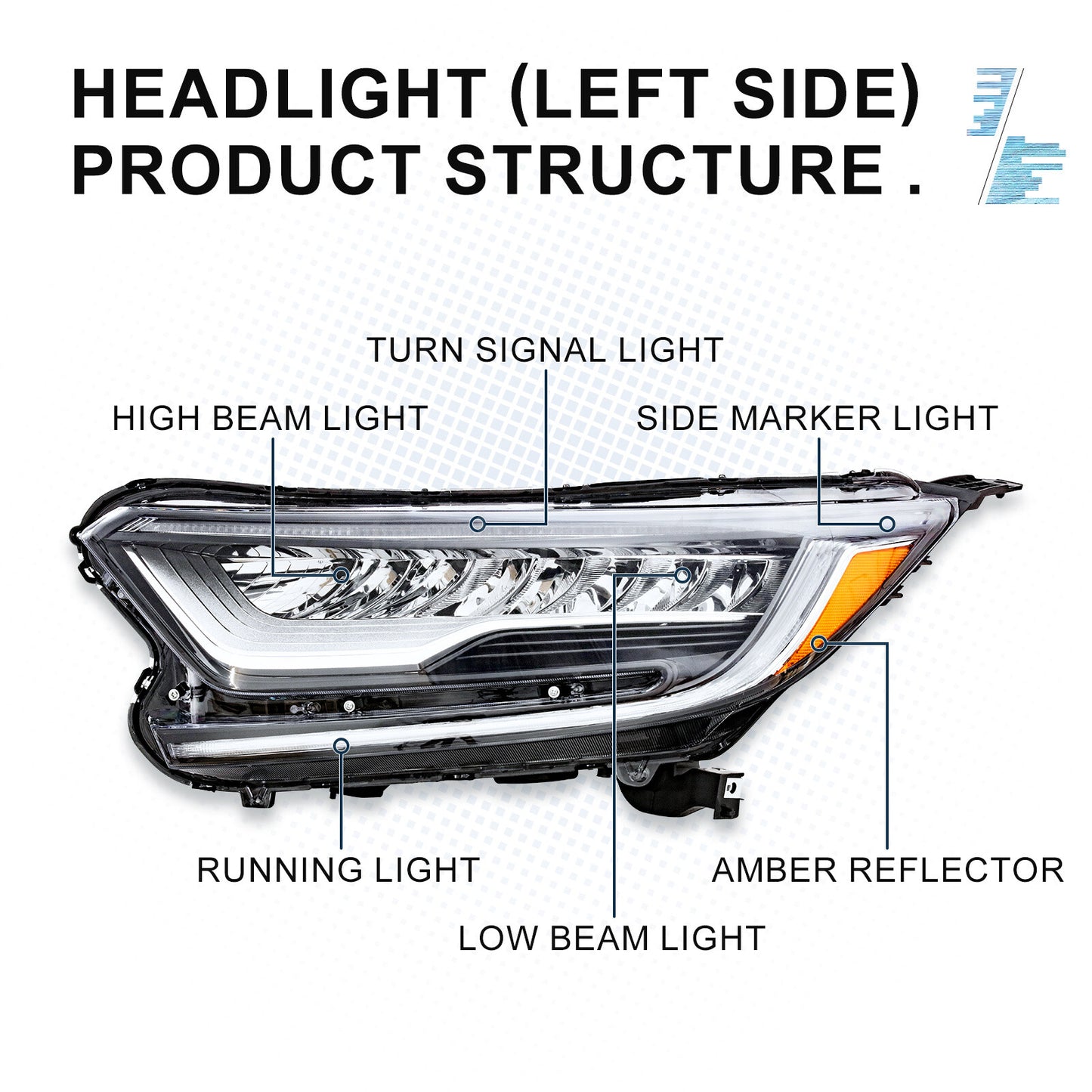 Full LED Headlight Headlamp LH Left Driver for 2017-2021 2022 Honda CRV CR-V