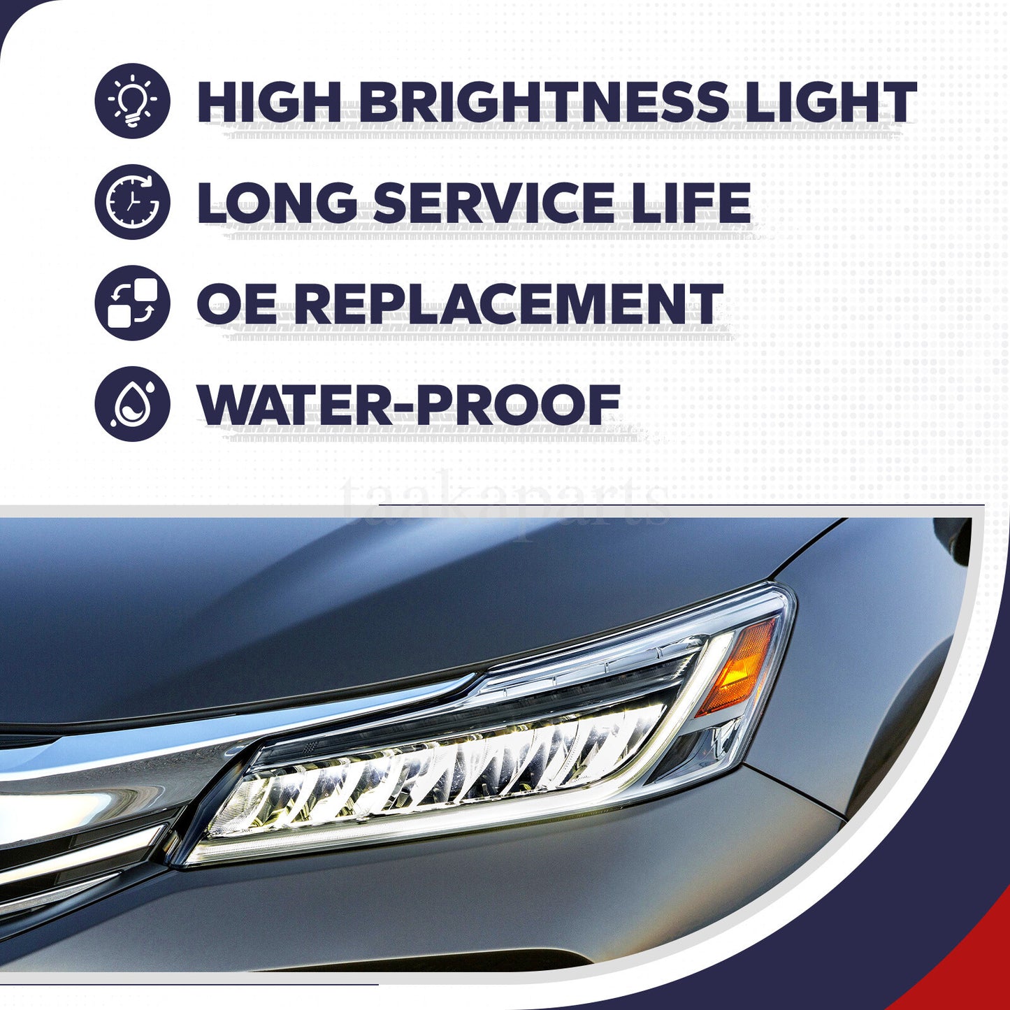 Full LED Headlights Headlamps Pair for Honda Accord Sedan 9Th Gen 2016 2017