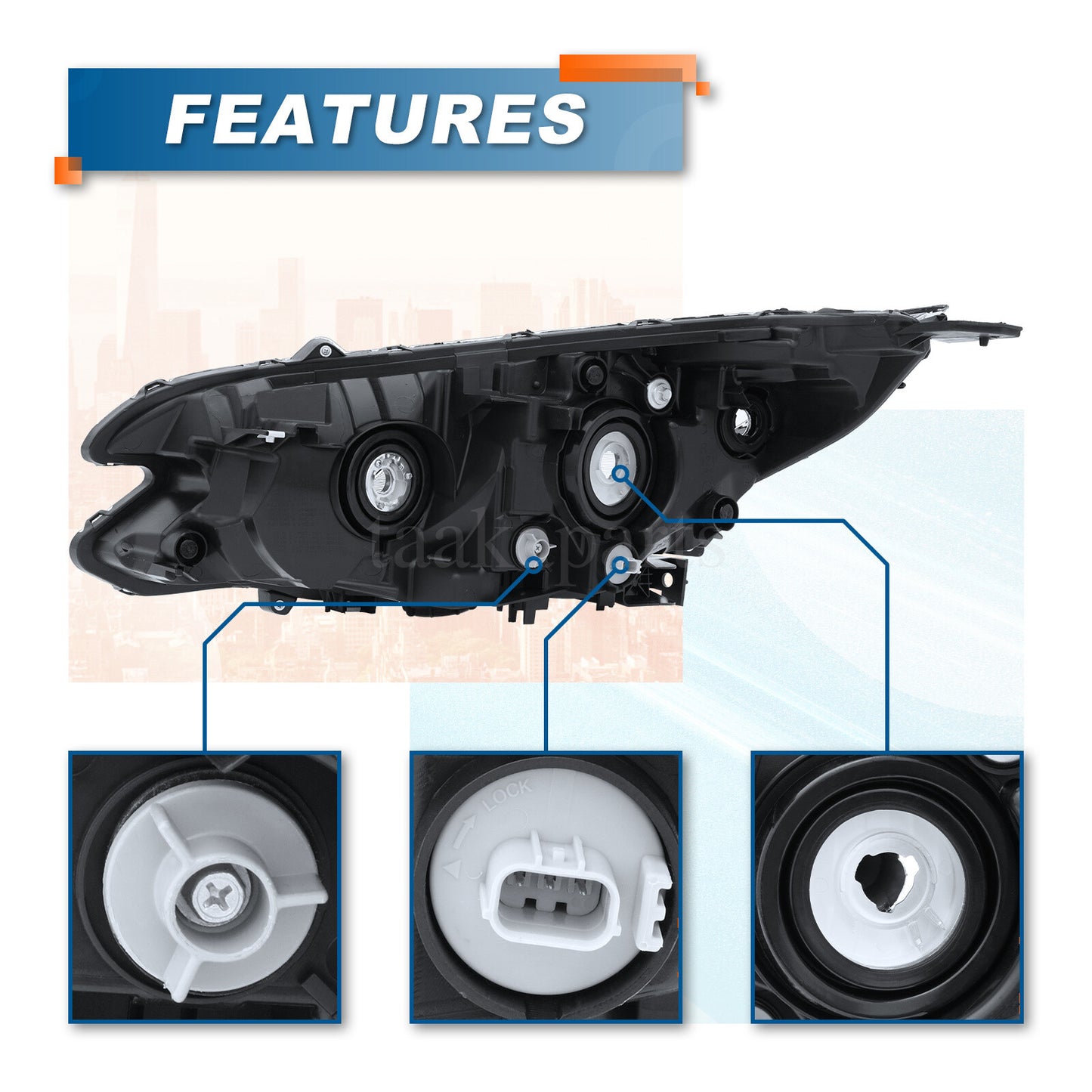 For 2015 2016 Honda CRV CR-V Black Headlights Headlamps Assembly W/ LED DRL