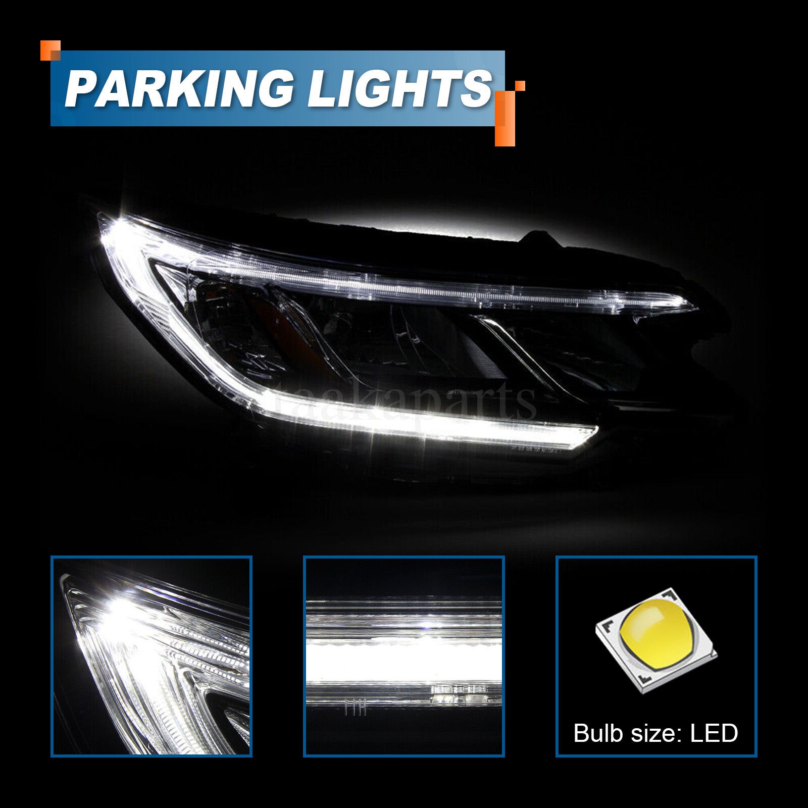 For 2015 2016 Honda CRV CR-V Black Headlights Headlamps Assembly W/ LED DRL