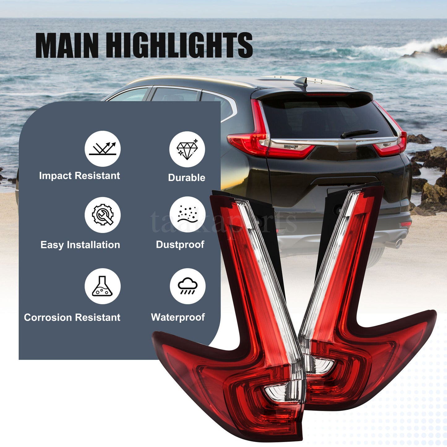 Outer Tail Lights for 2017 2018 2019 Honda CRV LH+RH Pair Rear Lamps Assembly