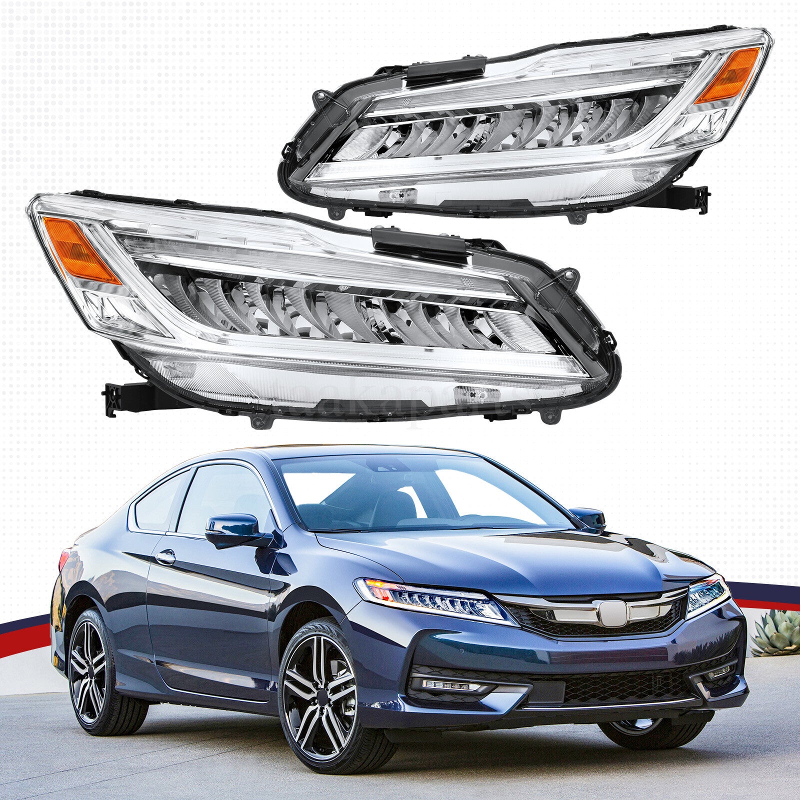 Full LED Headlights Headlamps Pair for Honda Accord Sedan 9Th Gen 2016 2017