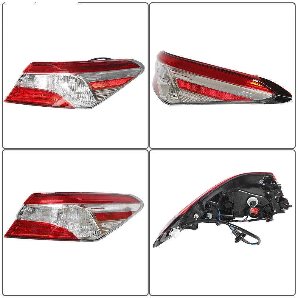 2018-2020 Toyota Camry Outer Tail Lights Pair Red/Clear – DOT Approved