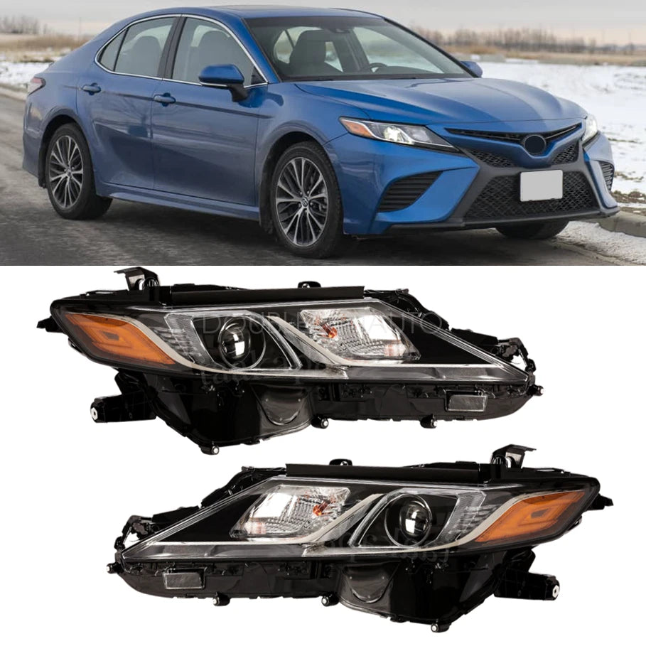 2018-2022 Toyota Camry Halogen Headlights Pair Chrome – DOT Approved