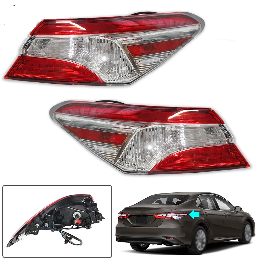 2018-2020 Toyota Camry Outer Tail Lights Pair Red/Clear – DOT Approved